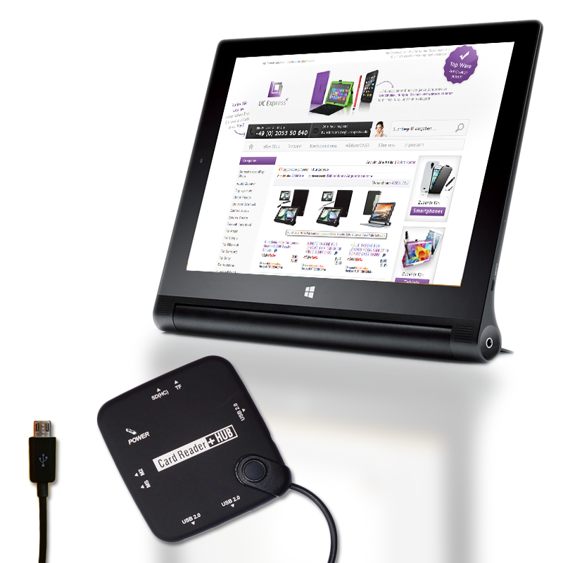 Micro USB Card Reader 7 In 1 Kartenleser f Lenovo Yoga Tablet 2 10.1 SD