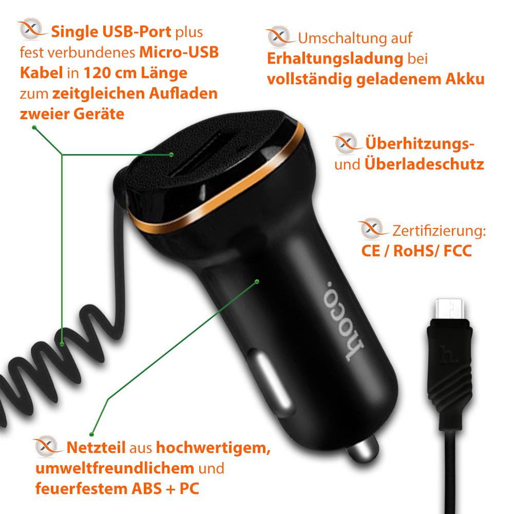 KFZ Ladeadapter Micro für USB Geräte schwarz 
