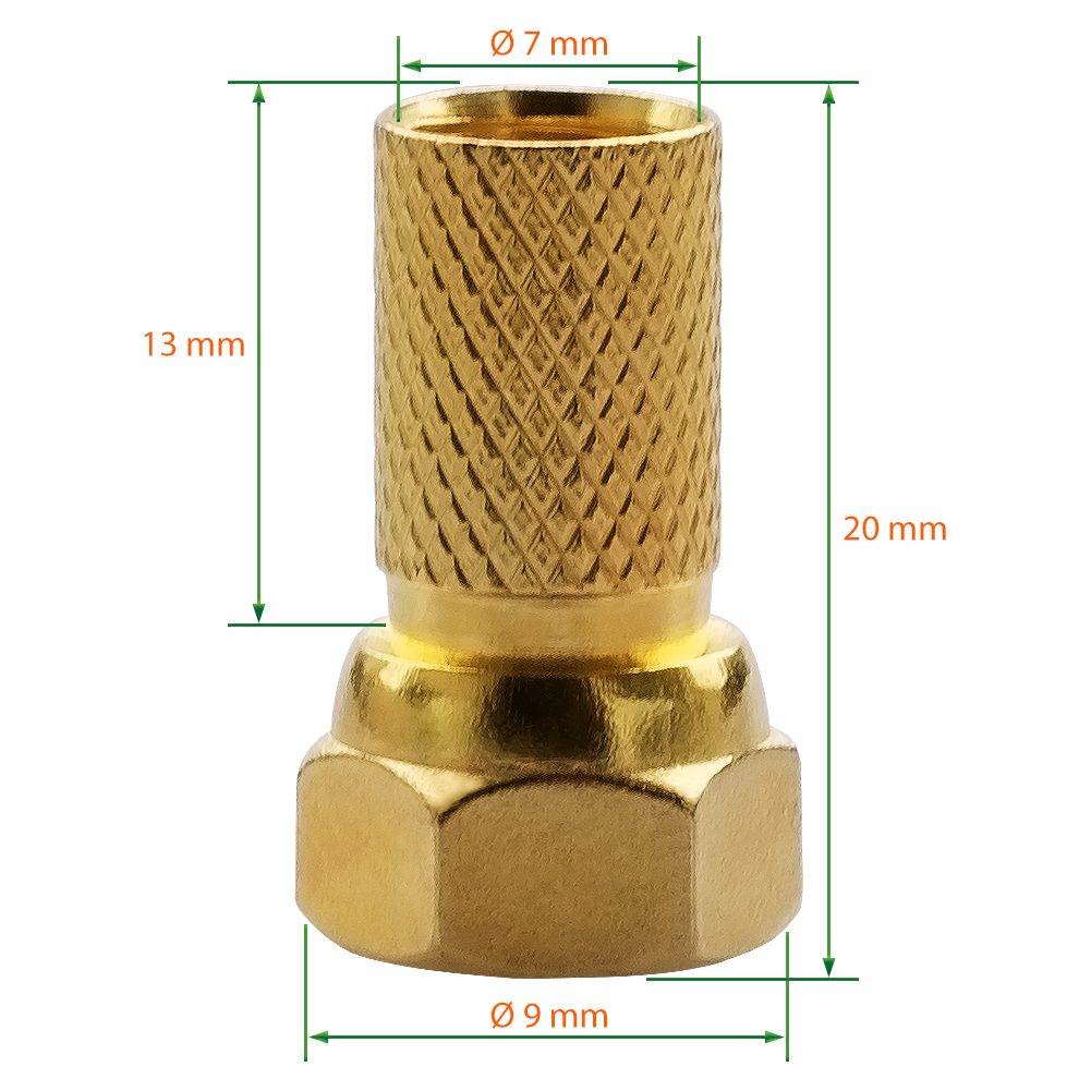 mit breiter Mutter Kabel-Ø: 7,3mm Länge: 20mm CU 16x F Stecker 7,3mm f 